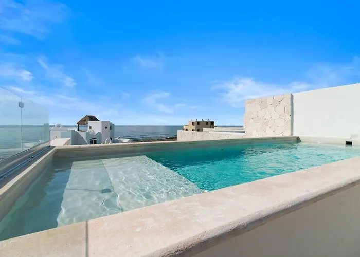 Apartamento Oceanfront Seahorse Private Rooftop Terrace With Hot Tub Access 11 Pools Akumal